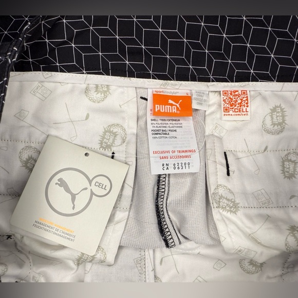 Women Puma Cell Black White Geometric Pattern Golf Pants 4 NWT - Picture 4 of 4